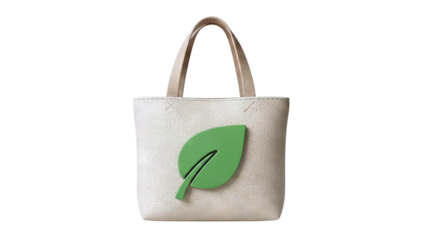Tote Bag with Green Leaf Emblem