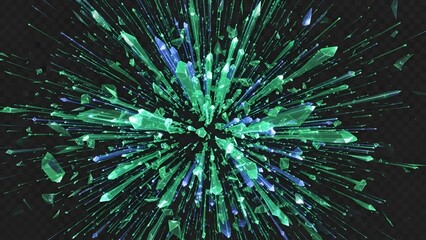 Fototapeta premium Abstract Gemstone Explosion: A Vibrant Burst of Green and Blue Crystals