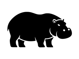 Obraz premium Simple Hippo Side View Black Silhouette Minimal Logo Style
