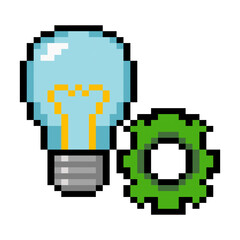 Obraz premium Pixel Art Idea Innovation Icon