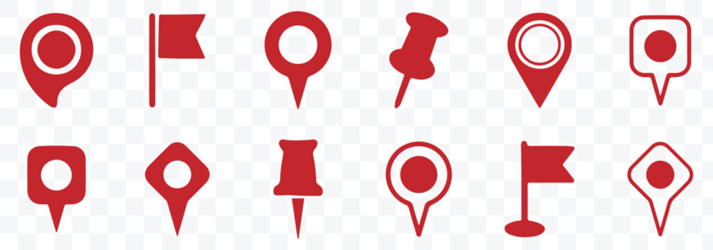 Map pin icon. location pin place marker. Location icon. Map marker pointer icon set. GPS location symbol collection. Vector illustrator. eps 10