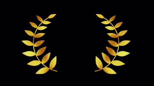 Gold Laurel Wreath Frame Animation With Alpha Channel