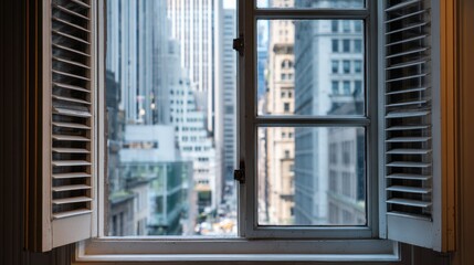 City window view with buildings