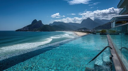 Beach and mountain infinity pool