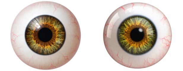  Realistic Human Eyeball Anatomy with Visible Iris and Veins, Medical Detail, Isolated on Transparent Background PNG