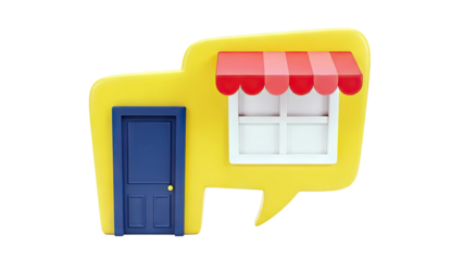 Stylized Shop Front in a Speech Bubble