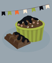  Illustration Muffin Chocolate with Candy Decoration and Chocolate