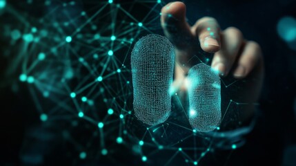 Glowing Cybersecurity Network Nodes with Digital Data Flow and Binary Protection Spheres in Teal