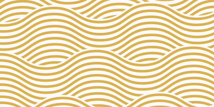 Yellow instant noodle  pasta and spaghetti texture with geometric wavy lines. Ramen  pasta vector pattern. Background abstract food illustration