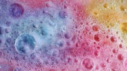 ro abstract of vibrant multicolored foam with effervescent bubbles in a fluid rainbow like pattern