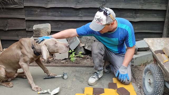 laying paving slabs