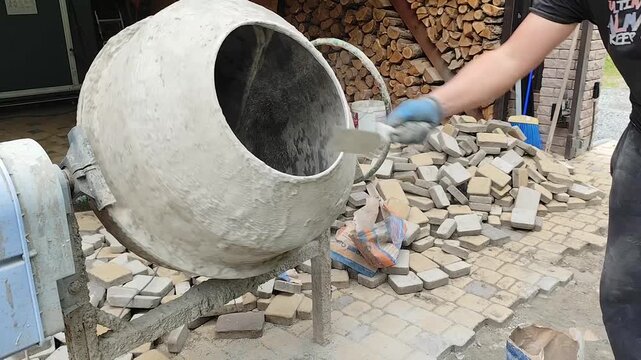 laying paving slabs