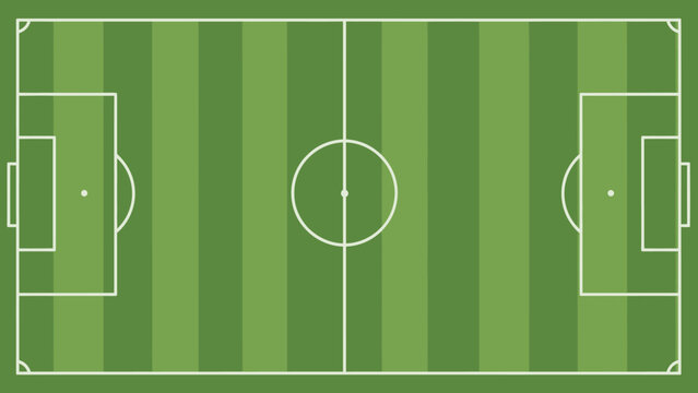Top View of Soccer Football Field with White Lines