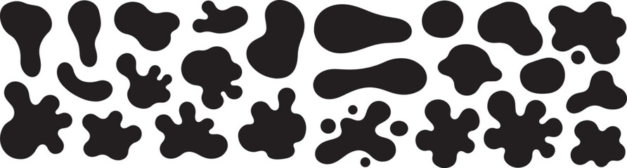 Abstract organic blob shape vector collection. Modern liquid style amoeba forms. Minimal irregular random ink spot elements for contemporary design. Simple geometric graphic pattern assets.eps
