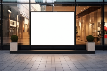 Modern storefront display mockup, transparent design