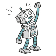 Fototapeta premium Victorious robot celebration