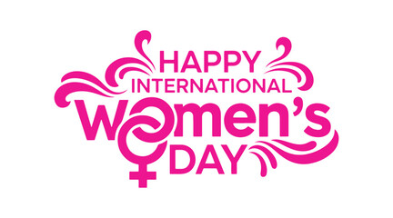 Typographical design elements celebrating International Women's Day in pink. Symbol representing International Women's Day. Concept design for International Women's Day. Vector illustration.