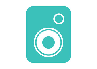 A simple, colorful vector icon of a radio. It features clean lines and a modern design, making it ideal for logos, stickers, or digital applications on any backdrop.

