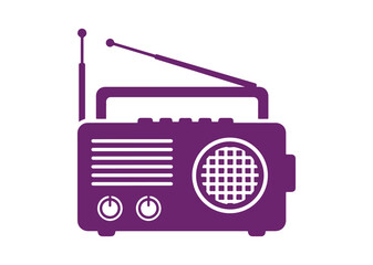 A colored vector icon representing a radio, designed with a minimalist approach. Its clean lines and modern style render it perfect for logos, stickers, or digital usage on various backgrounds.