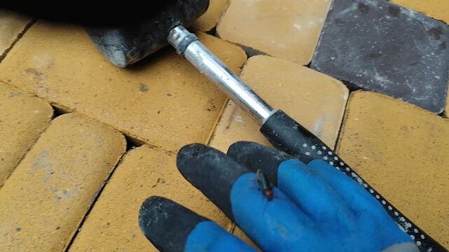 laying paving slabs