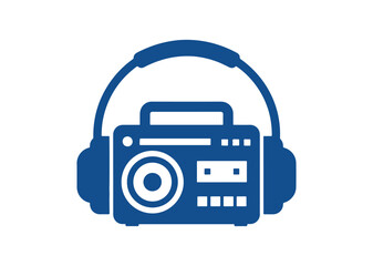 minimalist, colorful vector radio icon. It has sharp lines and a modern vibe, perfect for logos, stickers, or digital use against any background.