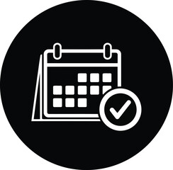 Fototapeta na wymiar Calendar complete icon business management schedule planner diary reminder organizer agenda event date checkmark