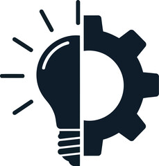 Fototapeta na wymiar Creative thinking innovation idea lightbulb and gear setting technology solution teamwork silhouette icon