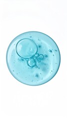 Blue, circular gel swatch with bubbles