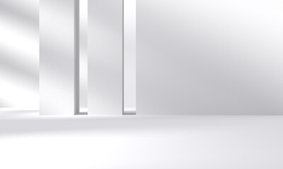 Abstract white studio room and white shadows interior