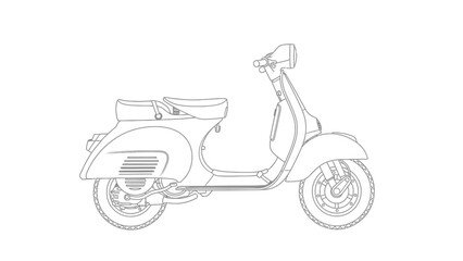 Fototapeta premium Vintage scooter illustration with simple lines and minimal details.