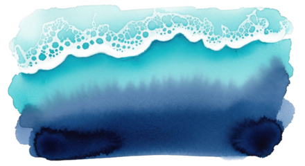 Soothing ocean wave with white foam on dark blue water background