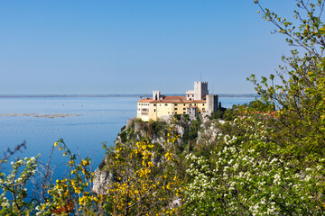 View of Duino Castle from the Rilke Trail in spring