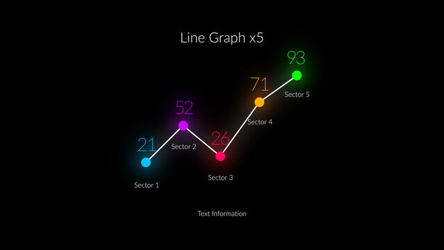 HUD Neon Infographics Line Graph x5