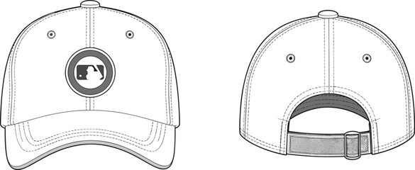 White baseball cap with mlb on front and adjustable velcro strap back mlb white hat