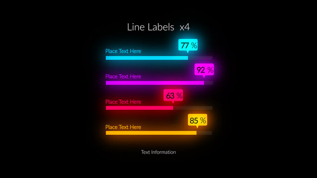 HUD Neon Infographics Lines Labels x4