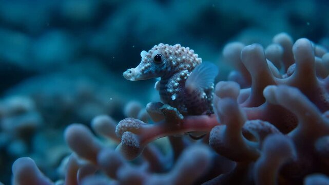 Macro Shot of Pygmy Seahorse on Sea Fan