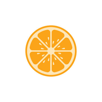 Fresh Orange Slice Icon Vector Illustration on White Background