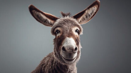 Studio portrait of a donkey or mule