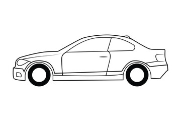 Fototapeta premium A black and white line drawing of a four door sedan car