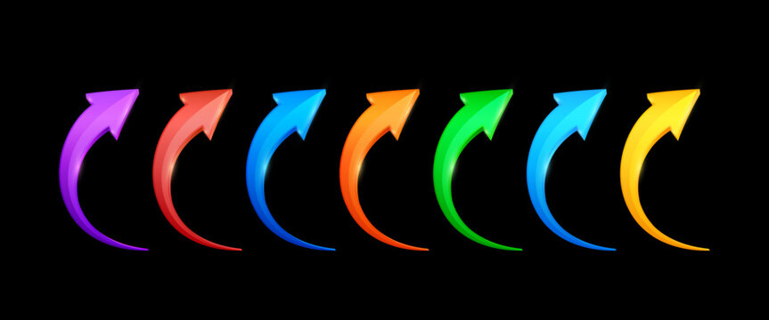 Arrows set. Update symbol or download. 3D Vector EPS10. Isolated on black Background.