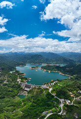 Fototapeta premium Aerial photography of Shenxiangshan Park in Nangao Reservoir, Luhe County, Shanwei City