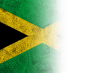 White background with Jamaican flag on fishing net