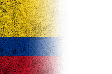 White background with Colombian flag on fishing net