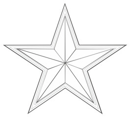 Obraz premium Stylized Geometric Star Outline Isolated on White Background