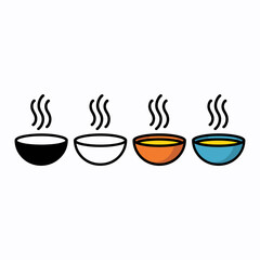Obraz premium Icons of Steaming Bowls for Food and Drink on Plain Background