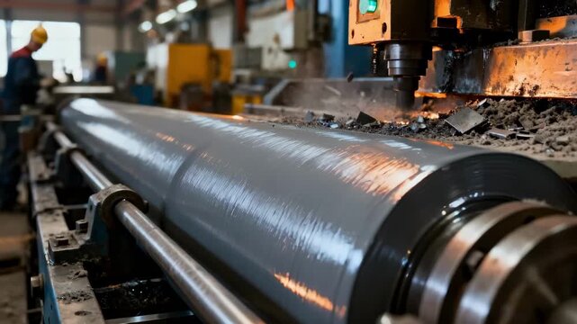 Closeup of industrial machinery treated with anticorrosive coating showcasing enhanced durability and resistance to harsh environmental conditions in a busy manufacturing setting.