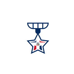 Dominican Republic Flag Star Medal In Icon