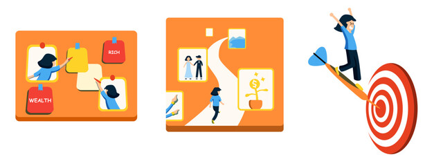 Fototapeta premium a collection of vision board illustrations for website, application and other purposes
