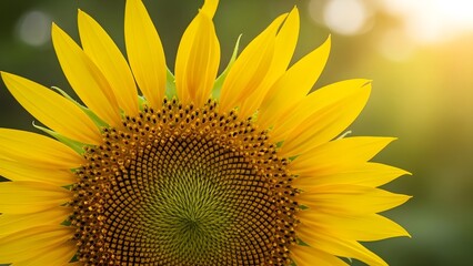 Obraz premium close up sunflower blooming bright yellow petals sunlit summer garden detail nature vibrant floral plant beauty freshness organic growth season