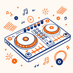 Obraz premium Illustrated dj equipment